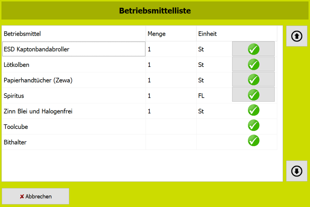 Betriebsmittel im Überblick mit der digitalen Checkliste.