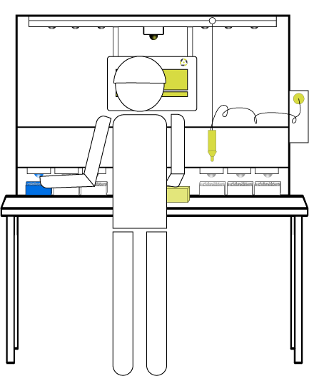 Computergestützter Arbeitsplatz in der manuellen Montage.